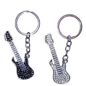 Guitar Silver hinestone Purse Charm